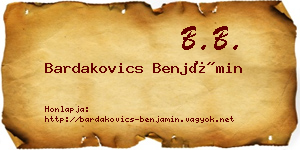 Bardakovics Benjámin névjegykártya